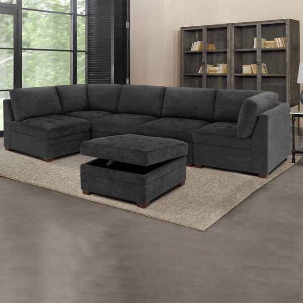 Thomasville Tisdale Fabric Sectional with Storage Ottoman - Image 5