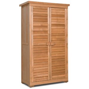 Outdoor Storage Shed Wooden Shutter Design Fir Wood Lockers for Garden Yard