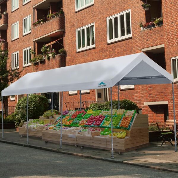 10x20 ft Heavy Duty Carport Potable Car Canopy Garage Party Tent Boat Shelter, Adjustable Height from 9.5 ft to 11 ft, Beige - Image 3