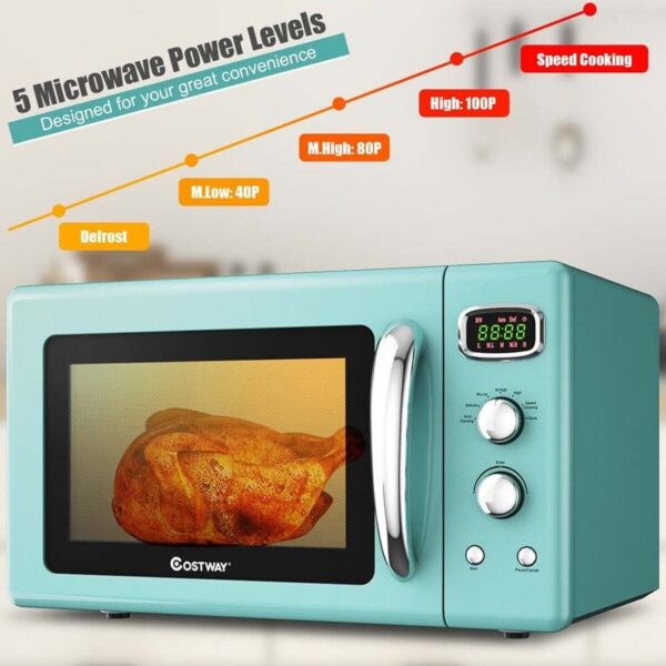 0.9Cu.ft Retro Countertop Microwave Oven, 900W with Defrost & Auto Cooking Function, Glass Turntable - Image 11