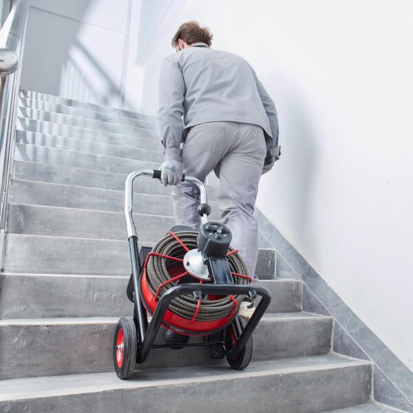 Drain Cleaner Machine 100FT x 1/2 Inch, Auto Feed Sewer Snake Auger on Wheels, 550W Portable Drain Cleaning Machine with 8 Cutters & Air-activated Foot Switch for 2" to 4" Pipes - Image 3
