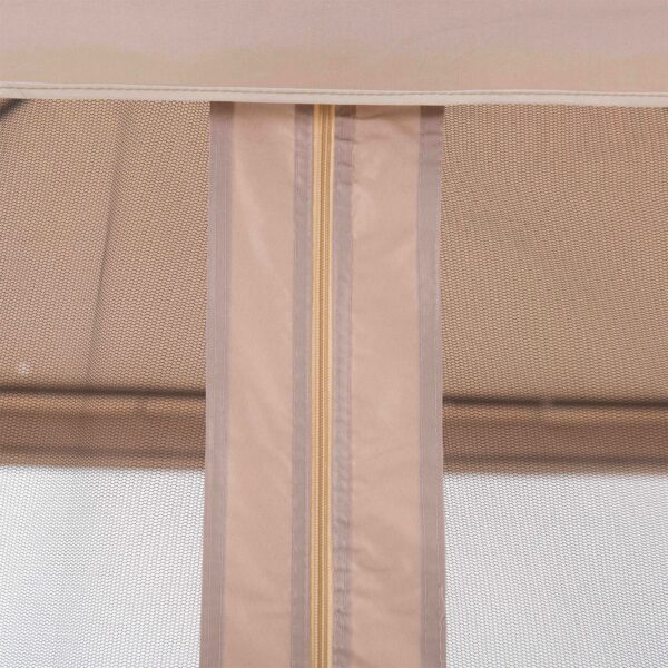 10 x 10 Foot Hampton Soft Top Steel Gazebo with Mosquito Netting, Brown - Image 4