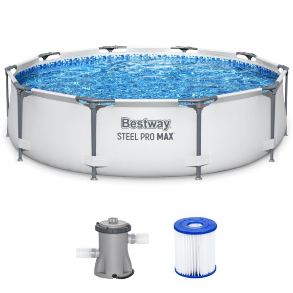 Steel Pro MAX 10'x30" Round Above Ground Outdoor Swimming Pool with Pump - Image 7