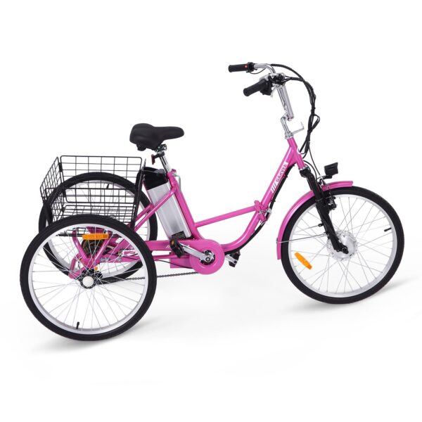 Electric Tricycle for Adults, 7 Speeds Folding Electric Trike, 24 Inch 3 Wheel Motorized Bicycle w/ 36V 10Ah Removable Battery, E Trikes with Large Basket, 330 Loading Capacity, 250W Motor, Pink - Image 36