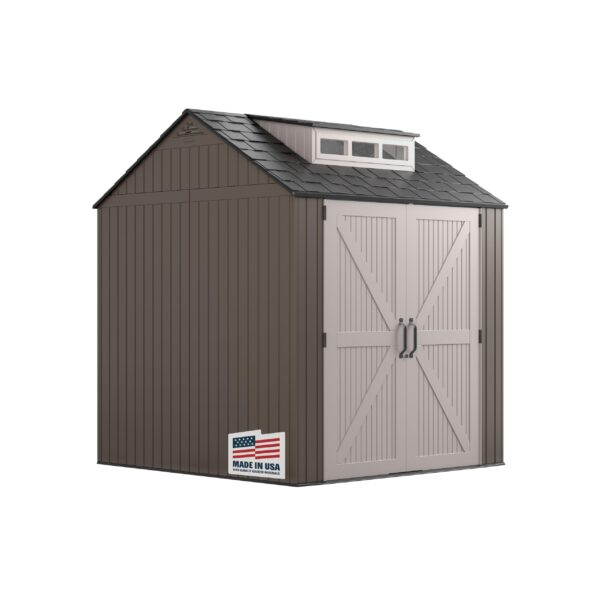 Extra Large Resin Outdoor Storage Shed With Floor (7 x 10 Ft.), Weather Resistant, Brown, Organization for Home/Lawn Mower/Backyard Equipment/Bike Storage/Pool Supplies - Image 4