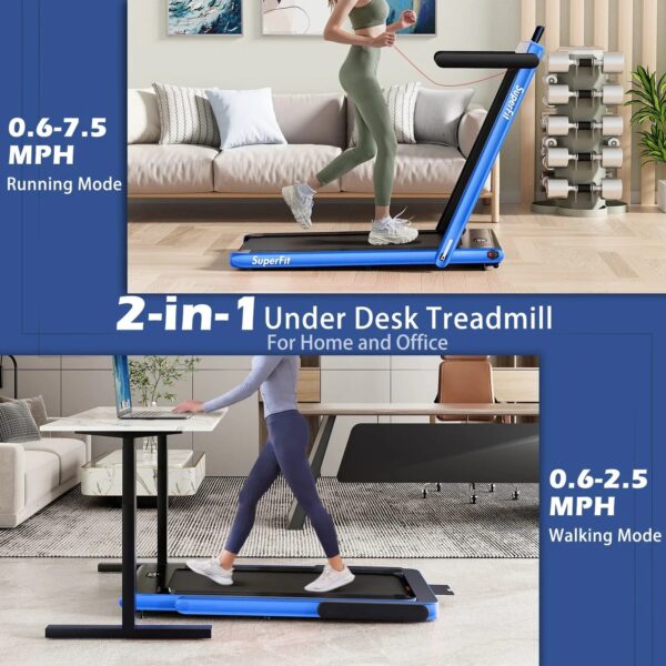 2 in 1 Under Desk Treadmill, 2.25HP Superfit Folding Treadmills for Home Office w/Smart - Image 3