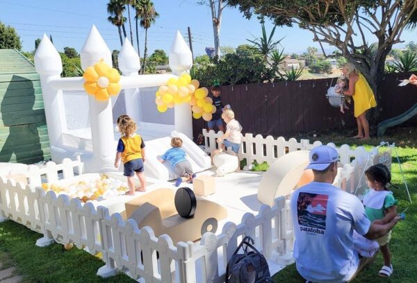 White Bounce House Indoor Outdoor Bouncy Castle for Kids 2-8 Oxford Toddler Bounce House with Slide Balloon & Blower,103 x 71 x 90 inch,Children's Birthday Party Easter Party Gifts - Image 3