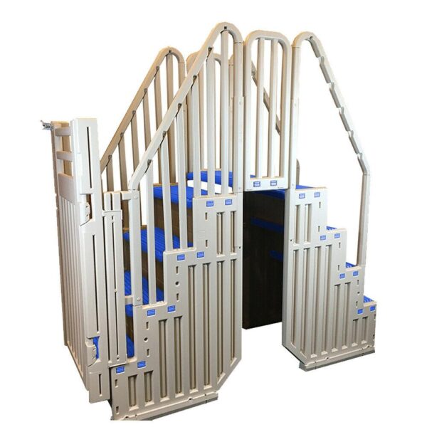Confer Plastics Above Ground Pool System, Warm Gray, with Blue Steps & Closure - Image 4