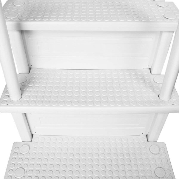 Ground Anti-Slip Pool Steps to Deck | Safety Swimming Pool Ladder | Designed for Above Ground Swimming Pools | Holds Up to 400 Pounds | White - Image 5