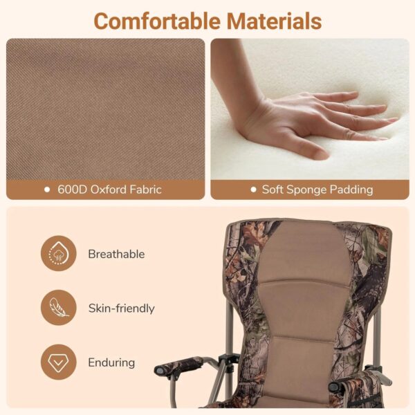 400 LBS Support Lawn Chair with Armrests with Covers - Image 3