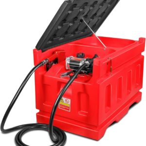 Portable 48 Gallon Fuel Tank with Pump for Gasoline & Diesel, 15GPM High Flow Rate 12V DC Self-Priming Fuel Transfer Pump, 13.1ft Hose, Auto Fueling Nozzle, for Easy Fuel Transportation