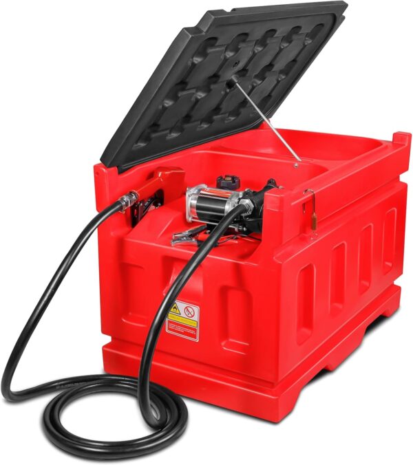 Portable 48 Gallon Fuel Tank with Pump for Gasoline & Diesel, 15GPM High Flow Rate 12V DC Self-Priming Fuel Transfer Pump, 13.1ft Hose, Auto Fueling Nozzle, for Easy Fuel Transportation