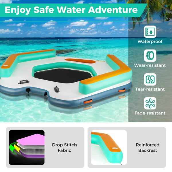 Inflatable Floating Dock, 8.7FT x 8.7FT Inflatable Dock Platform w/Detachable Ladder - Image 3