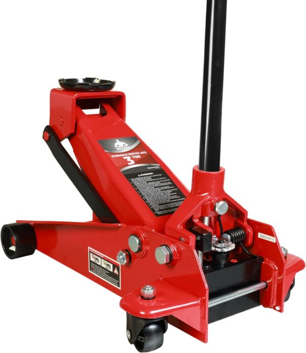 3 Ton Low Profile, Aluminum and Steel Racing Floor Jack with Dual Pistons Quick Lift Pump for Sport Utility Vehicle, Lifting Range 3-15/16" min to 18-5/16" max, Red - Image 13