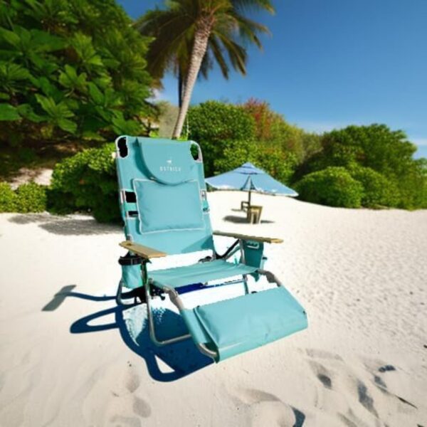 Ostrich Deluxe 3N1 Lightweight Outdoor Lawn Beach Lounge Chair w/Footrest, Aqua - Image 15