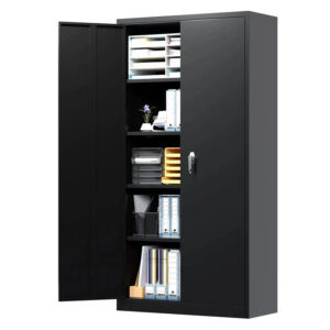 Metal Storage Cabinet, Locking Steel Storage Cabinet with 4 Adjustable Shelves, 72”Storage Cabinet with Doors for Office,Home,Garage,