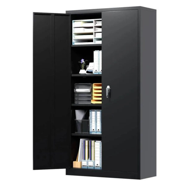 Metal Storage Cabinet, Locking Steel Storage Cabinet with 4 Adjustable Shelves, 72”Storage Cabinet with Doors for Office,Home,Garage,