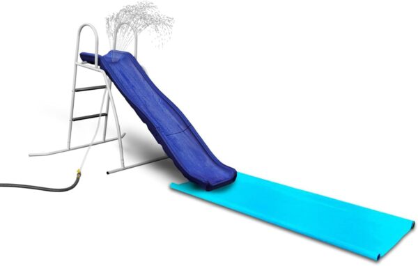 6 Foot Water Wave Slide with Built In Adjustable Sprinkler, Freestanding with Ground Pad and Hose Extension for Lawn Fun, Ages 3 to 8