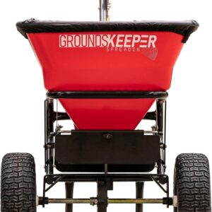 Commercial Walk Behind Push Spreader, 100lb Capacity, For Salt, Ice & Snow Melt, Included Grate & Cover With Enclosed Gearbox for Protection