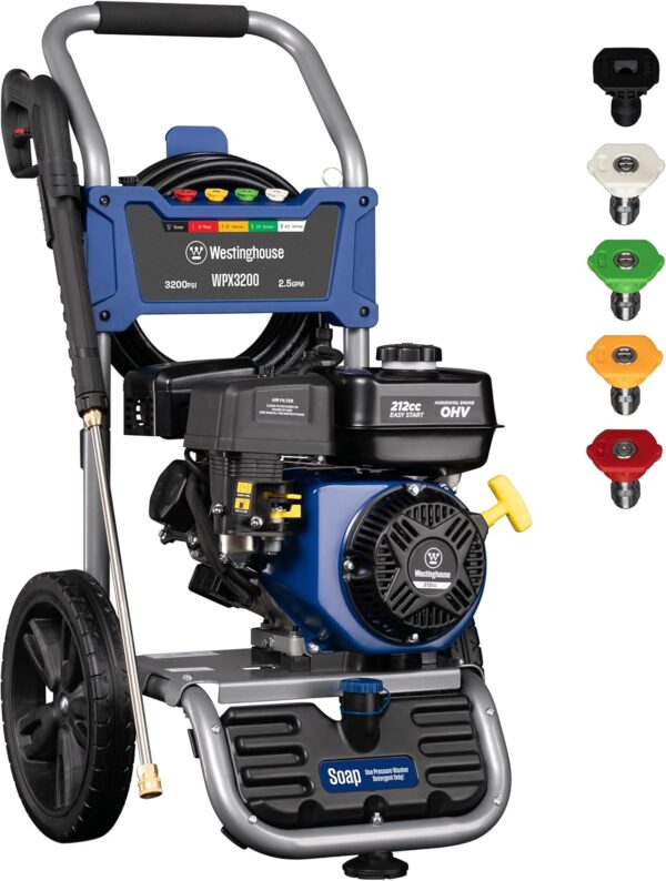 Pressure Washer, 3400 PSI and 2.6 Max GPM, Onboard Soap Tank, Spray Gun and Wand, 5 Nozzle Set, for Cars/Fences/Driveways/Homes/Patios/Furniture - Image 3