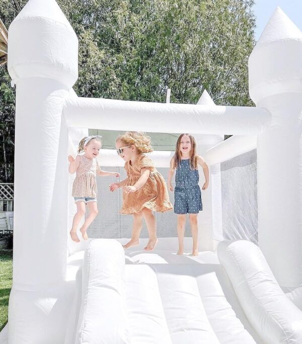 White Bounce House Indoor Outdoor Bouncy Castle for Kids 2-8 Oxford Toddler Bounce House with Slide Balloon & Blower,103 x 71 x 90 inch,Children's Birthday Party Easter Party Gifts - Image 2