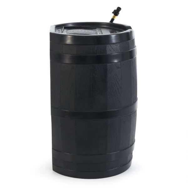 Outdoor RC45 45 Gallon Outdoor Rain Water Catcher Barrel Container, Black - Image 7