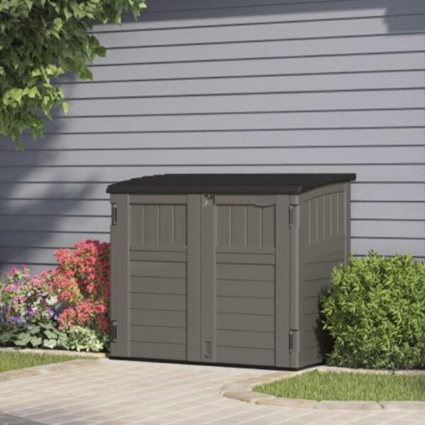 34 Cu. Ft. Horizontal Shed for Outdoor Storage w/Locking System, Stoney/Black - Image 2