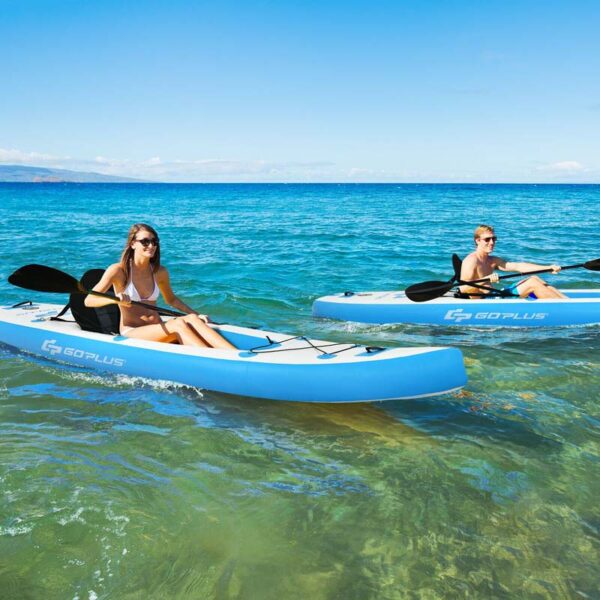 1-Person Inflatable Kayak for Touring & Fishing with Adjustable Aluminum Oars, 11FT Portable Recreational Rowboat Canoe Raft - Image 16