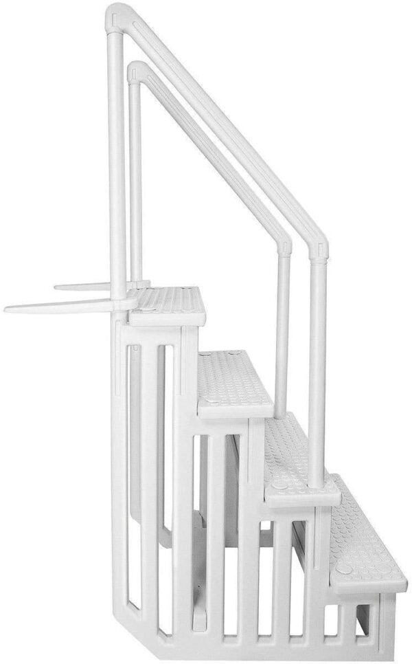 Ground Anti-Slip Pool Steps to Deck | Safety Swimming Pool Ladder | Designed for Above Ground Swimming Pools | Holds Up to 400 Pounds | White - Image 2