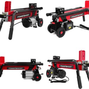 Electric Log Splitter 7-Ton - Efficient Wood Splitter with 3500 Motor Speed, 15 Amp, Horizontal Full Beam Design and Steel Wedge for Firewood & Kindling Cutting