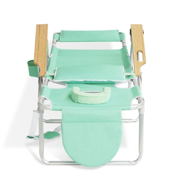 3N1 Lightweight Outdoor Lawn Beach Lounge Chair w/Footrest, Teal - Image 11
