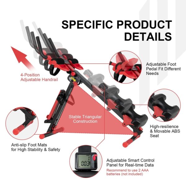 4 in 1 Folding Rowing Machine, AB Crunch Workout Machine w/3-Level Angle & Adjustable Tension - Image 4