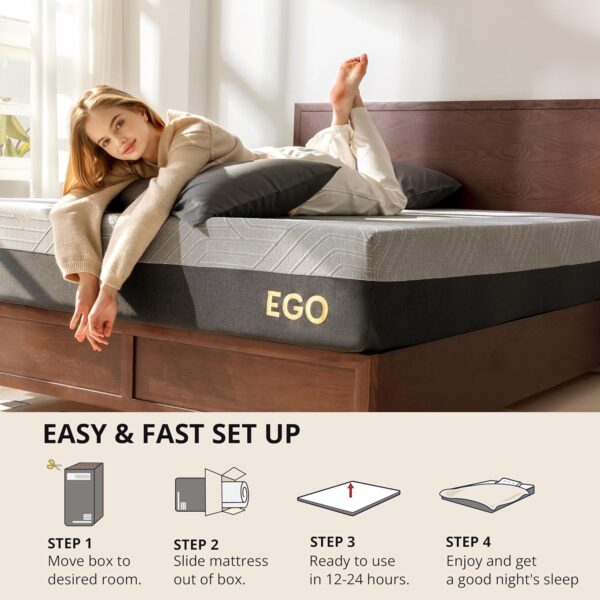 14 Inch King Size Memory Foam Mattress for Back Pain, Cooling Gel Mattress Bed in a Box, Made in USA, CertiPUR-US Certified, Therapeutic Medium Mattress, 76x80x14 Black - Image 4