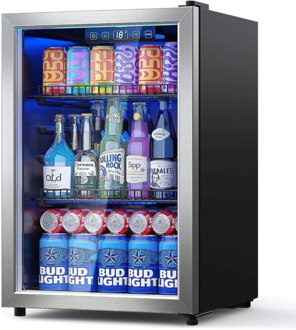 Beverage Refrigerator Cooler-120 Cans Freestanding Mini Fridge Cooler with Glass Door, Adjustable Shelves & Digital Temperature Display for Soda, Wine or Beer (Black, 3.2 Cu.Ft) - Image 5