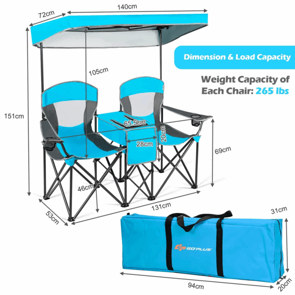 Double Camping Seat w/Shade Canopy - Image 4