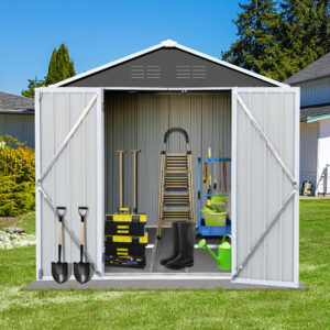 6' X 4' Outdoor Metal Storage Shed, Tools Storage Shed with Lockable Doors