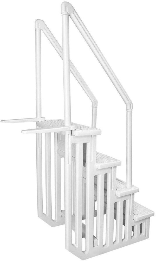 Ground Anti-Slip Pool Steps to Deck | Safety Swimming Pool Ladder | Designed for Above Ground Swimming Pools | Holds Up to 400 Pounds | White - Image 3