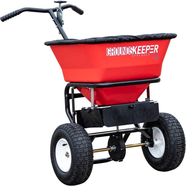 Buyers Products 3039632R Grounds Keeper Commercial Walk Behind Push Spreader, 100lb Capacity, For Salt, Ice & Snow Melt, Included Grate & Cover With Enclosed Gearbox for Protection - Image 4