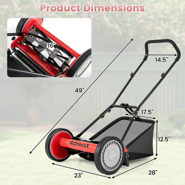 16 Inch Manual Lawn Mower for Yard, Garden - Image 9
