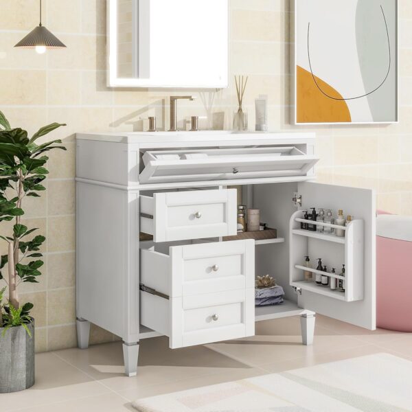36" Bathroom Vanity with Single Sink Combo, Modern Undermount Bathroom Sink Cabinet with 2 Drawers and a Tip-Out Drawer, Freestanding Bathroom Vanities, Soft Closing, Solid Wood Frame - Image 4