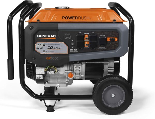 8,000-Watt Gas-Powered Portable Generator - Electric Start with COsense - PowerRush Advanced Technology - Reliable Power for Emergencies, Recreation, Home - 49 State Compliant - Orange/Black - Image 3