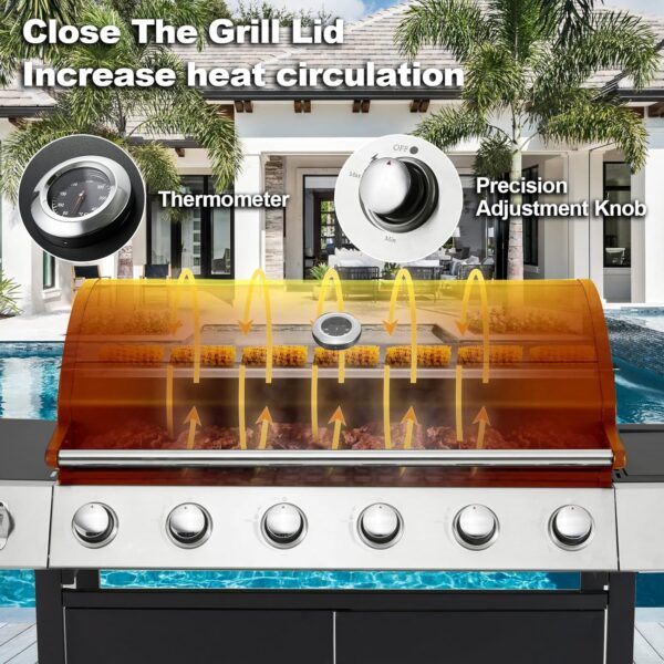 Upgraded 4 Burner BBQ Propane Gas Grill with Cast Iron Grates & Side Stove, 44,000 BTU Stainless Steel Burner Barbecue Grill for Patio, Camping, Outdoor Cooking MELLCOM - Image 12