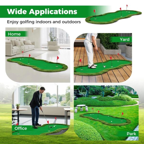 10x5FT Large Golf Putting Green with 3 Holes & 3 Flags - Image 3