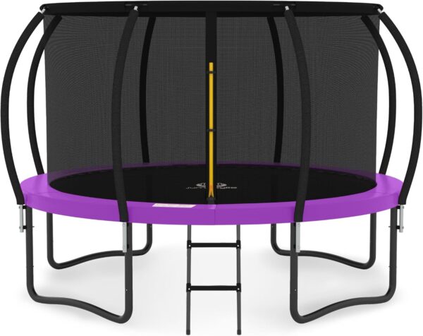 Trampoline with Enclosure - Recreational Trampolines with Ladder and AntiRust Coating, ASTM Approval Outdoor Trampoline for Kids