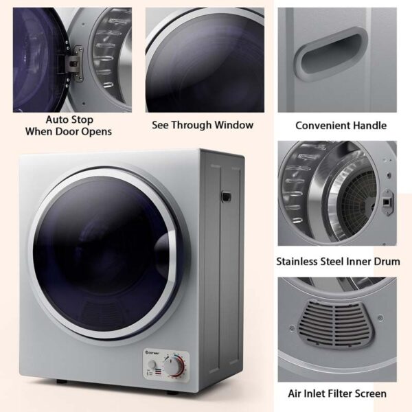 10 lbs Portable Clothes Dryer, Wall Mounted Front Load Dryer Tumble Dryer, Portable Dryer Machine for Apartments RV - Image 28