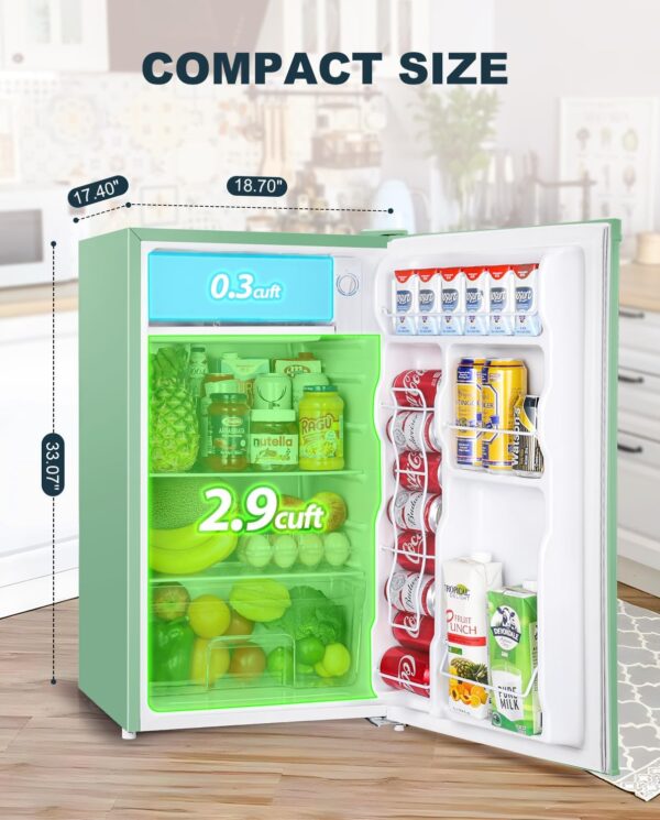 3.2 Cu.Ft Mini Fridge with Freezer – Single Door Compact Refrigerator for Dorm, Bedroom, or Office – Adjustable Thermostat, Black (BR321) - Image 3
