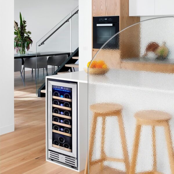 24 inch Wine Cooler, 46 Bottle - Dual Zone Built-in or Freestanding Fridge with Stainless Steel Reversible Glass Door, for Home, Kitchen, or Office. - Image 5