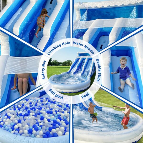 Large Inflatable Water Slide Swimming Pool Play Center, Commercial Grade Lightweight Premium Water Slide Bounce House 20.6x9.5x9.3Ft for Kids and Adults (with Blower) - Image 10