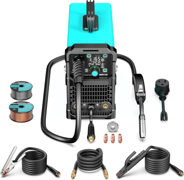 145A MIG Welder, 110V/220V Dual Voltage Gas/Gasless Flux Core MIG Welder/Lift TIG/Stick 3 in 1 Synergic MIG145 9GEN Welding Machine, Flux/Solid Welder Digital Screen Display - Image 5