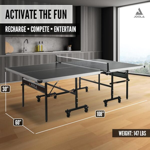 JOOLA Inside Professional MDF Indoor Ping Pong Table with Quick Clamp Table Tennis Net and Post Set - 10 Minute Easy Assembly - Tournament Quality - Foldable with Single Player Playback Mode - Image 158